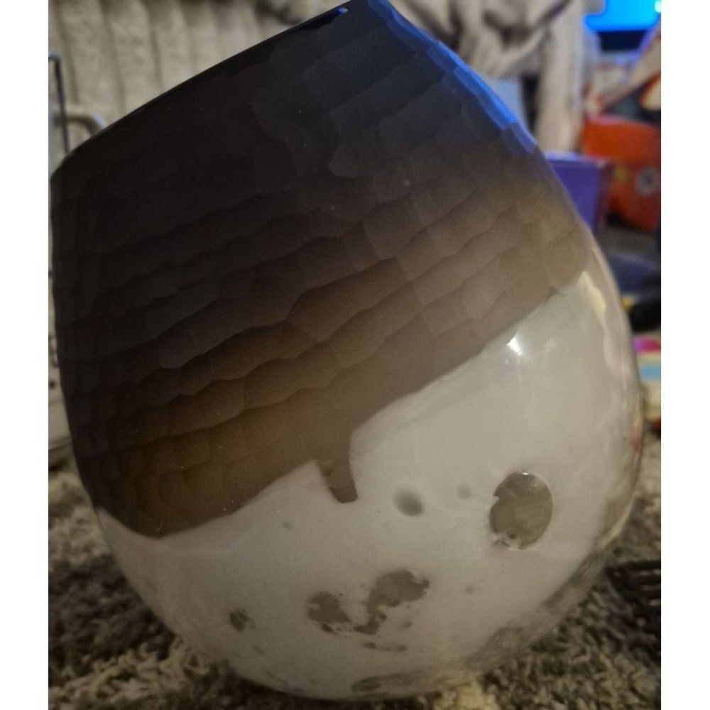 Allan Andrews Brown & White Contemporary Decorative Slanted Glass Vase